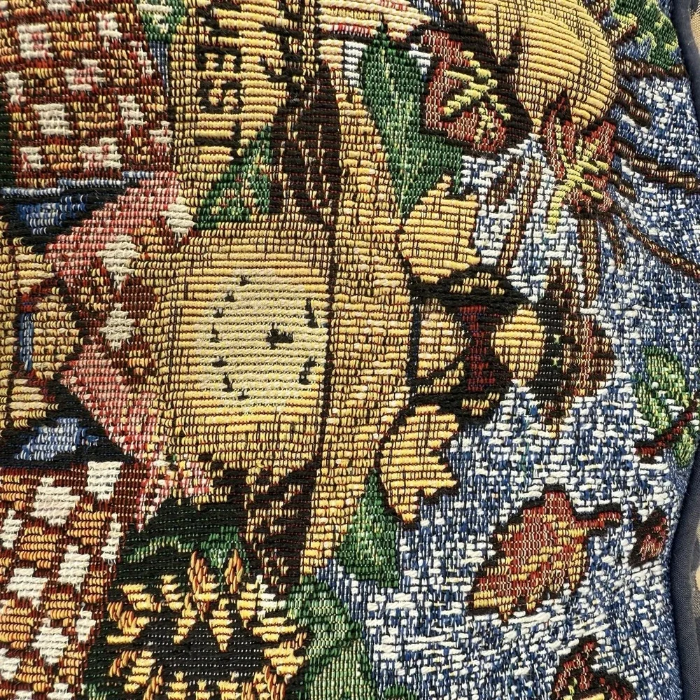 Happy‎ harvest Tapestry Throw Pillow Scarecrow Sunflowers Checkered Back Country